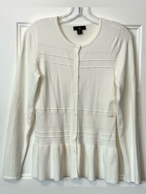 J Jason Wu Cream Peplum Cardigan XXS Button Front Sweater Minimalist Balletcore